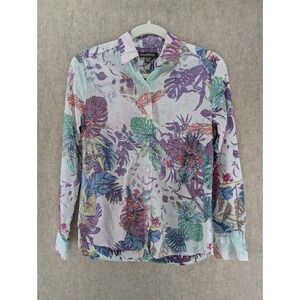 Tommy Bahama Womens XXS Tropical Floral Linen Blend Long Sleeve Button Up Shirt